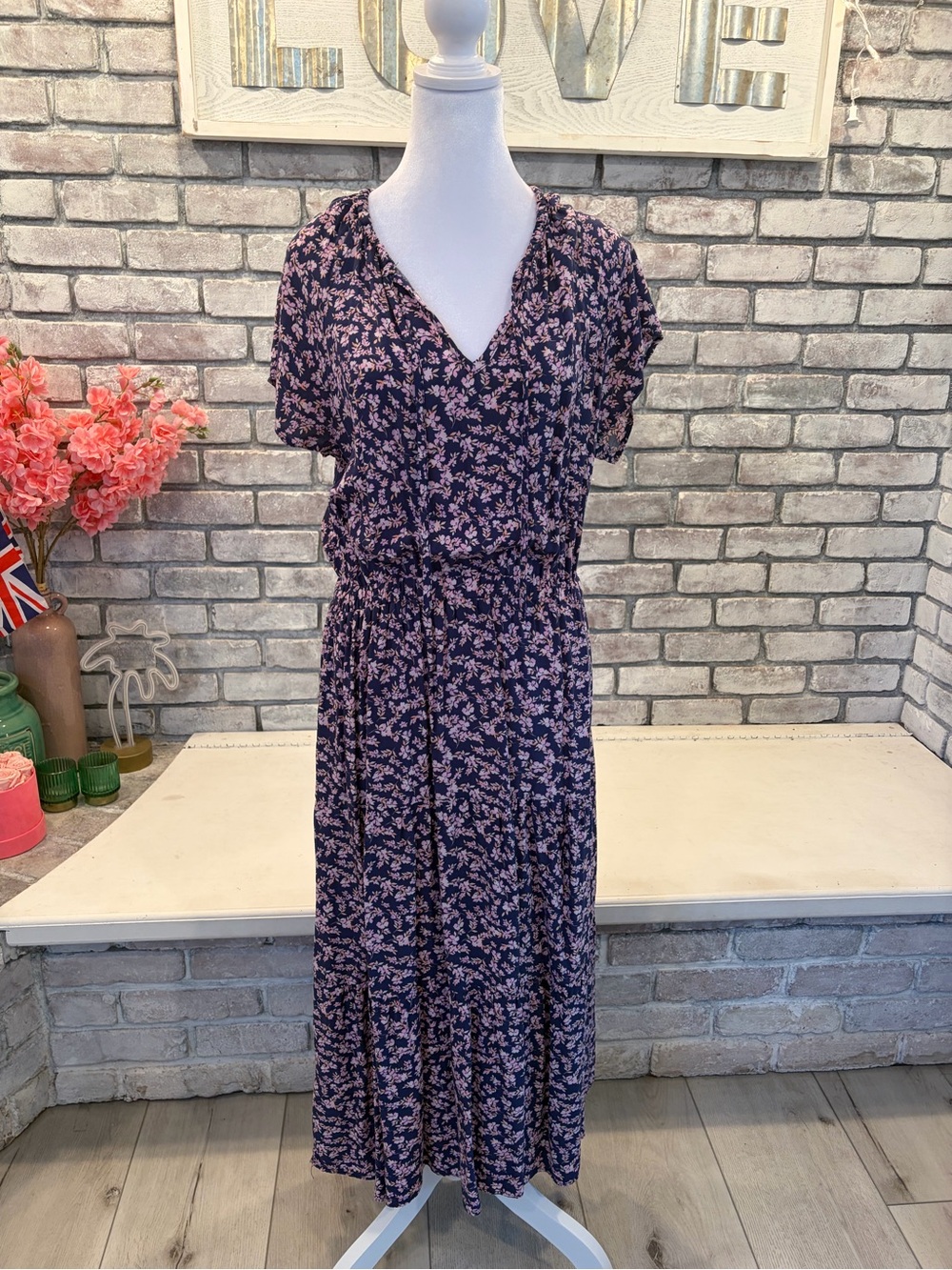 Velvet Heart Navy and Pink Floral Maxi Dress